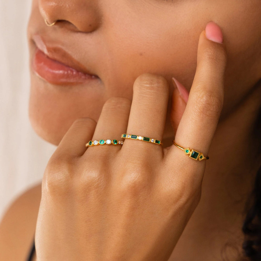 Alex - Unique Inlaid Zirconia Ring Set Omelia&Oliver Jewels