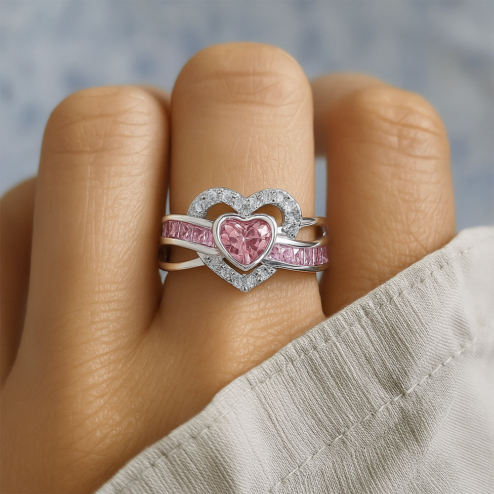 Unique Pink Love Ring Omelia&Oliver Jewels