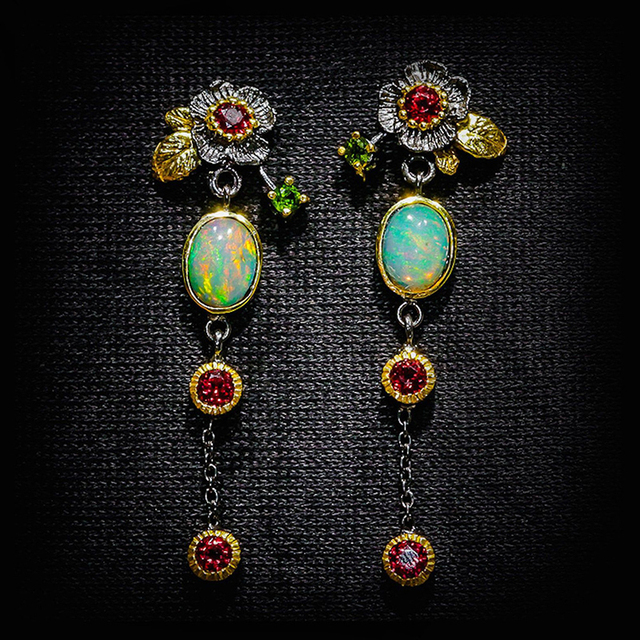 Radiance - Opal & Ruby Earrings Omelia&Oliver Jewels