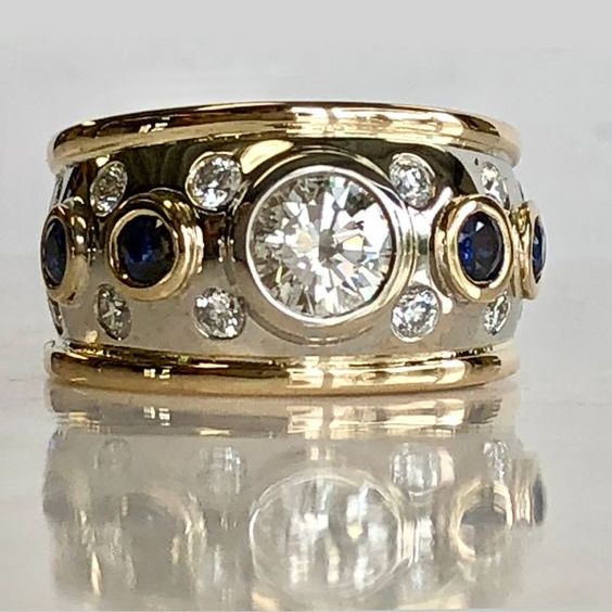 Vintage Gold-Inlaid Zirconia Ring Omelia&Oliver Jewels