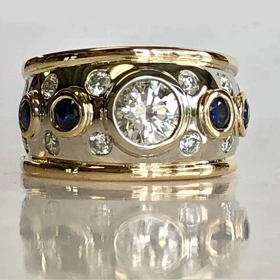 Retro Gold Inlay Zircon Ring Omelia&Oliver Jewels
