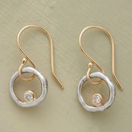 Vintage Gold and Silver - Zirconia Earrings