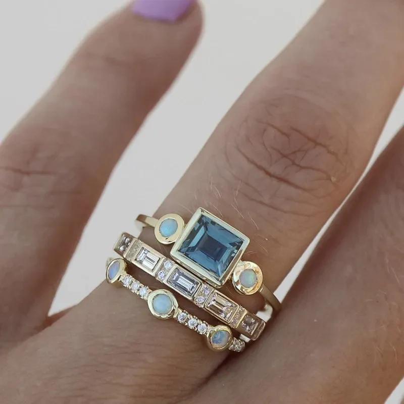 Coastal Charm Blue Ring Set Omelia&Oliver Jewels