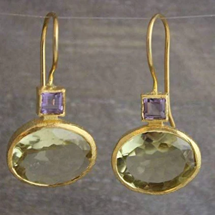 Vintage Green Gold Earrings Omelia&Oliver Jewels