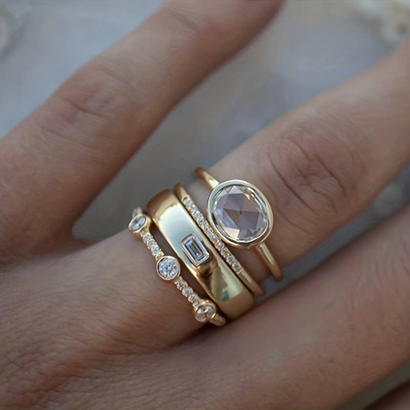 Radiance - Vintage Gold Ring Set Omelia&Oliver Jewels