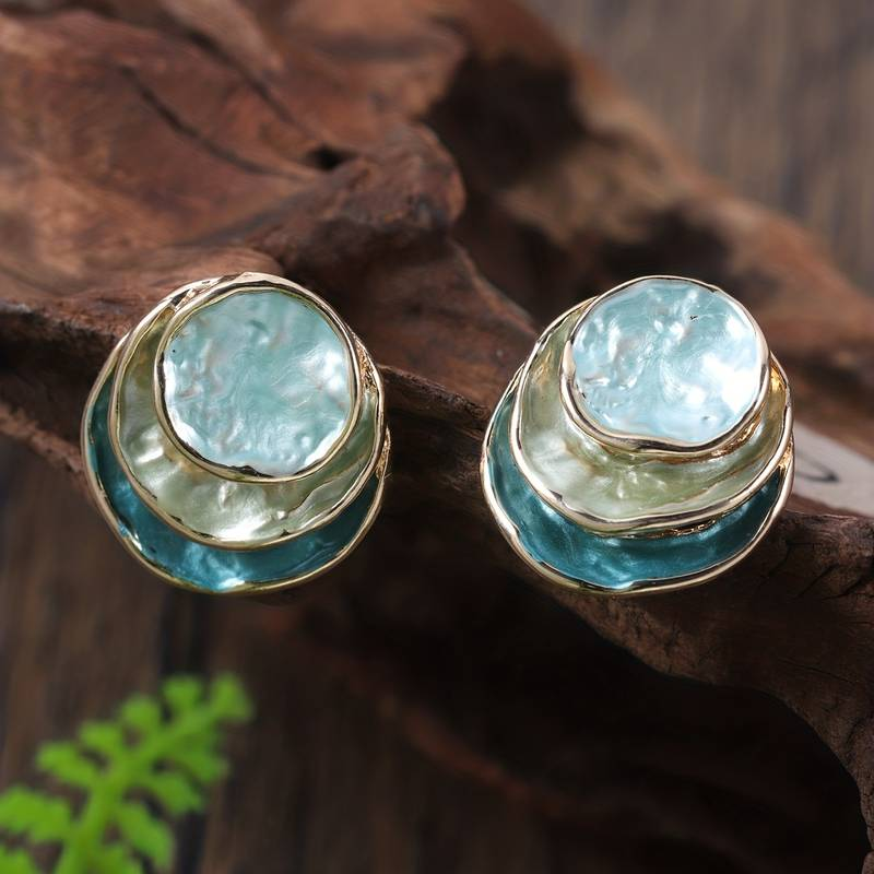 Retro Hand-Painted Layered Earrings Omelia&Oliver Jewels