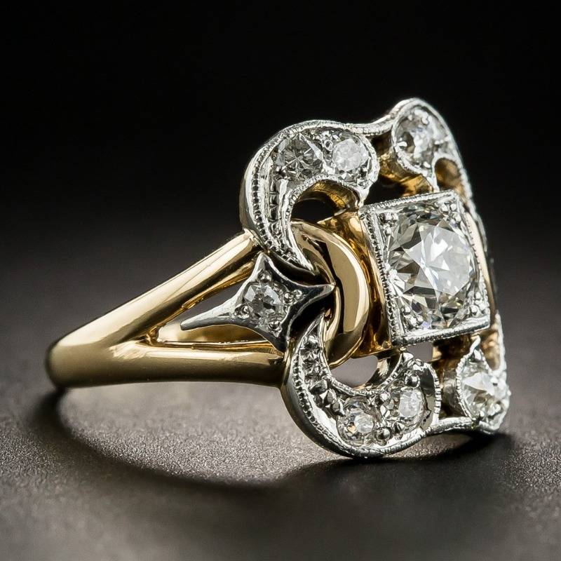 Vintage Gold Ring with Zirconia Omelia&Oliver Jewels