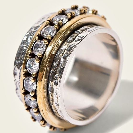 Handmade Vintage Gold & Silver Ring Omelia&Oliver Jewels