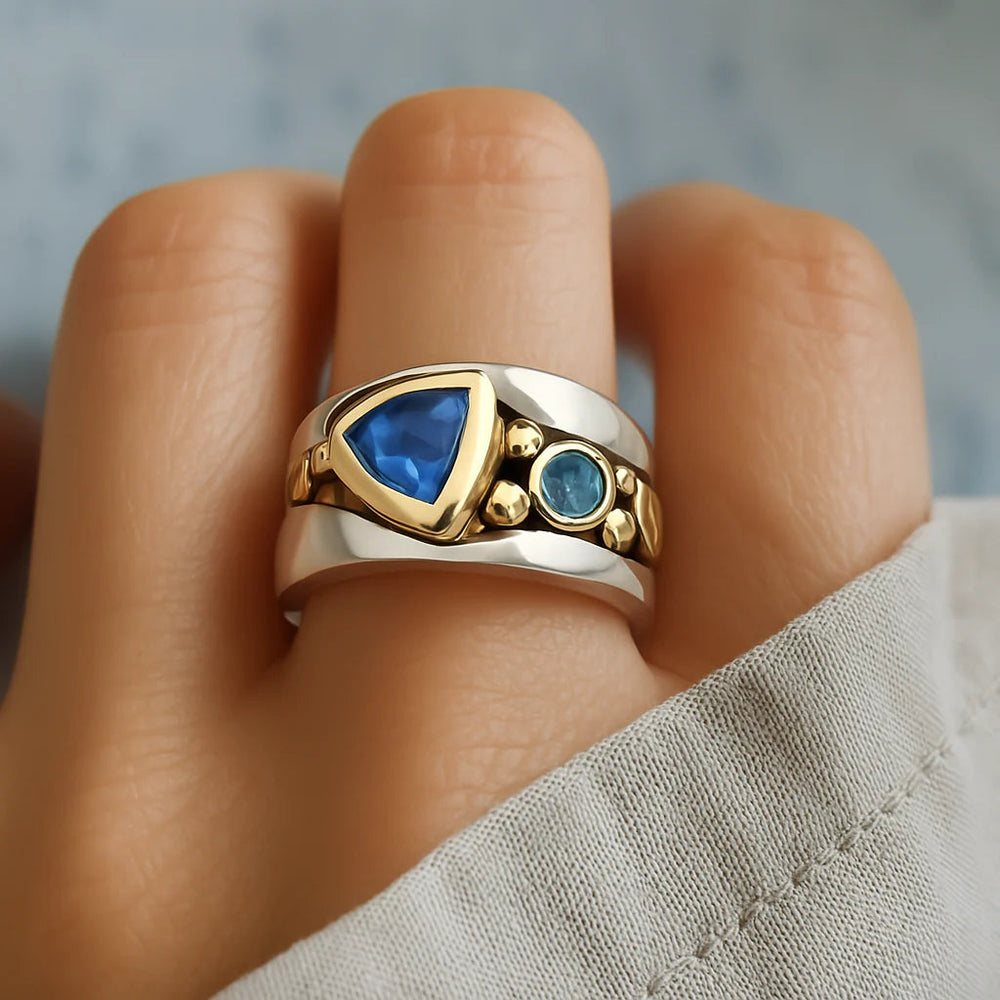 Vintage Blue Crystal Ring Omelia&Oliver Jewels