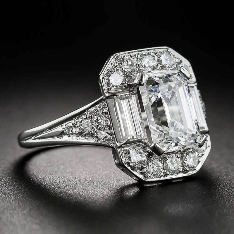 Vintage Square Zirconia Silver Ring Omelia&Oliver Jewels