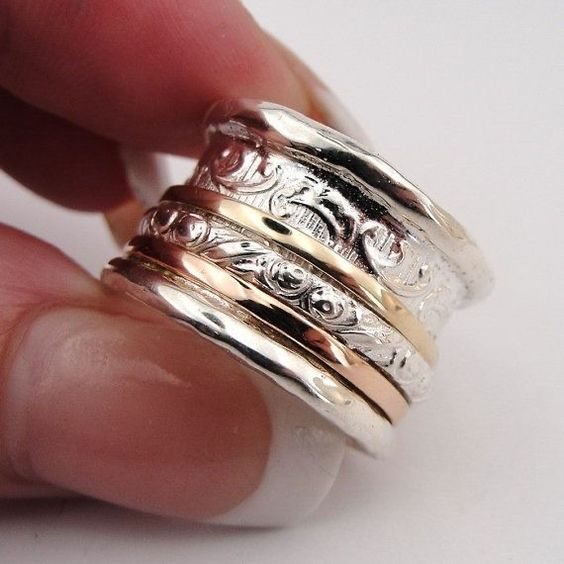 Charm - Vintage Gold & Silver Ring Omelia&Oliver Jewels