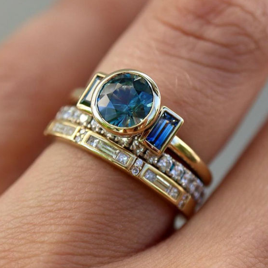 Radiant Blue Vintage Ring Set Omelia&Oliver Jewels