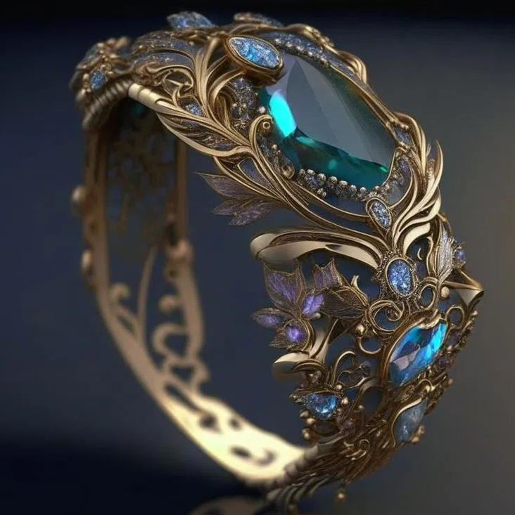Exclusive Vintage Blue Floral Crystal Ring Omelia&Oliver Jewels