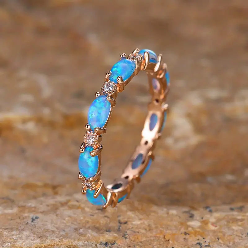 Blue Opal Gold Ring Omelia&Oliver Jewels