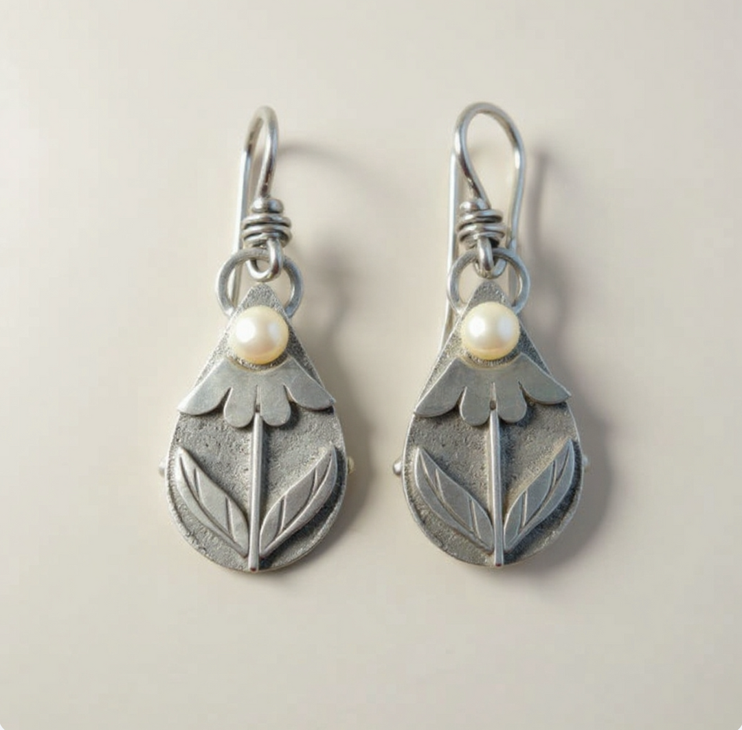 Vintage Tear Flower Earrings