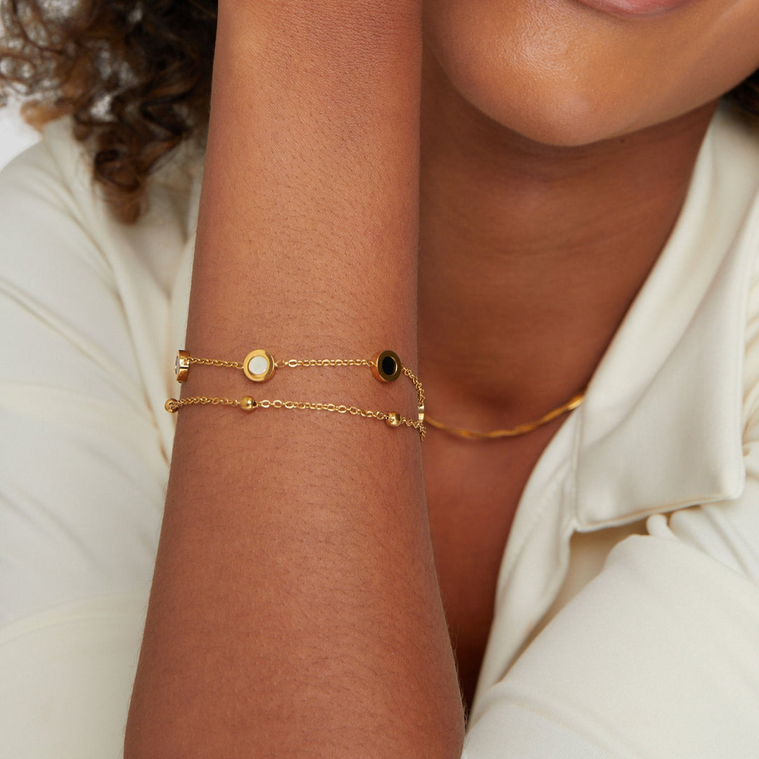 Onyx & White Stone Bracelet