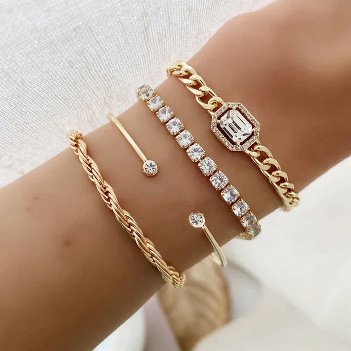 Bliss - Radiant 18K Gold Bracelet Set Omelia&Oliver Jewels